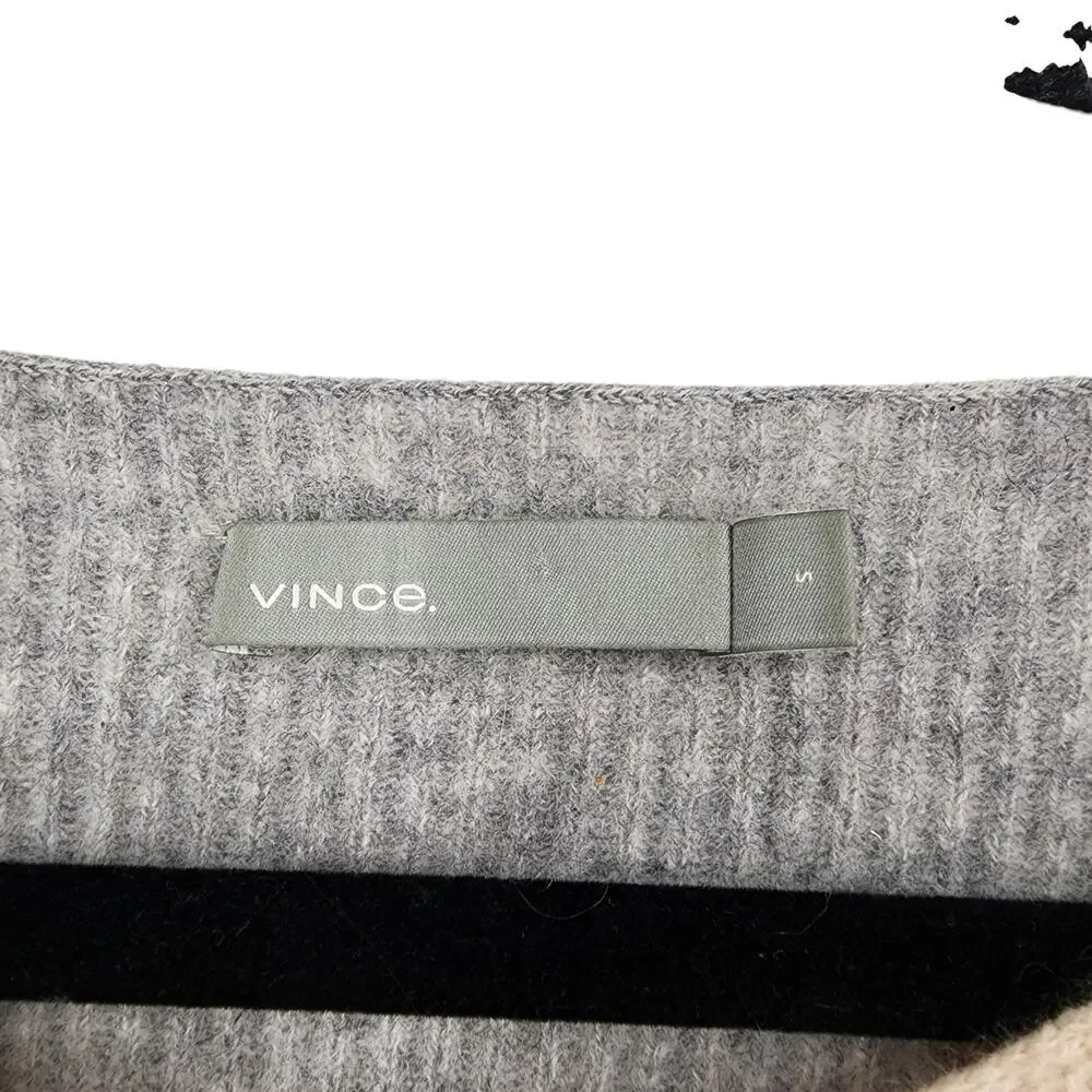 Vince Long Sleeve Cashmere Colorblock Ribbed Pullover Sweater Size Small